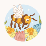 Illustration of a bee carrying pollen